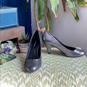 Vegan Gunmetal Shimmer Heels